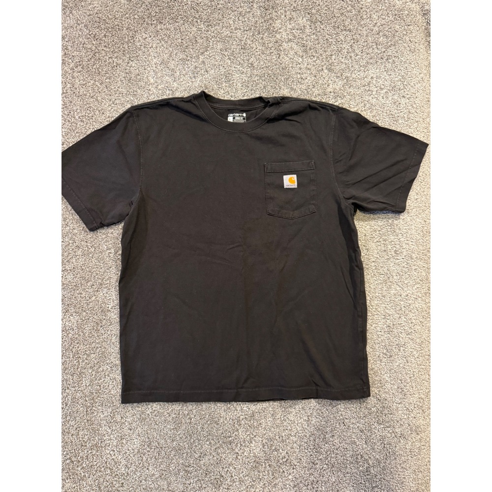 Carhartt T-Shirt Mens L Black K87 Loose Fit Heavyweight Pocket Short Sleeve Tee